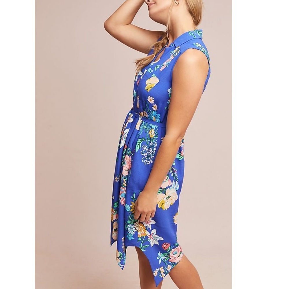 Anthropologie Blue Floral Midi Dress - Picture 3 of 11